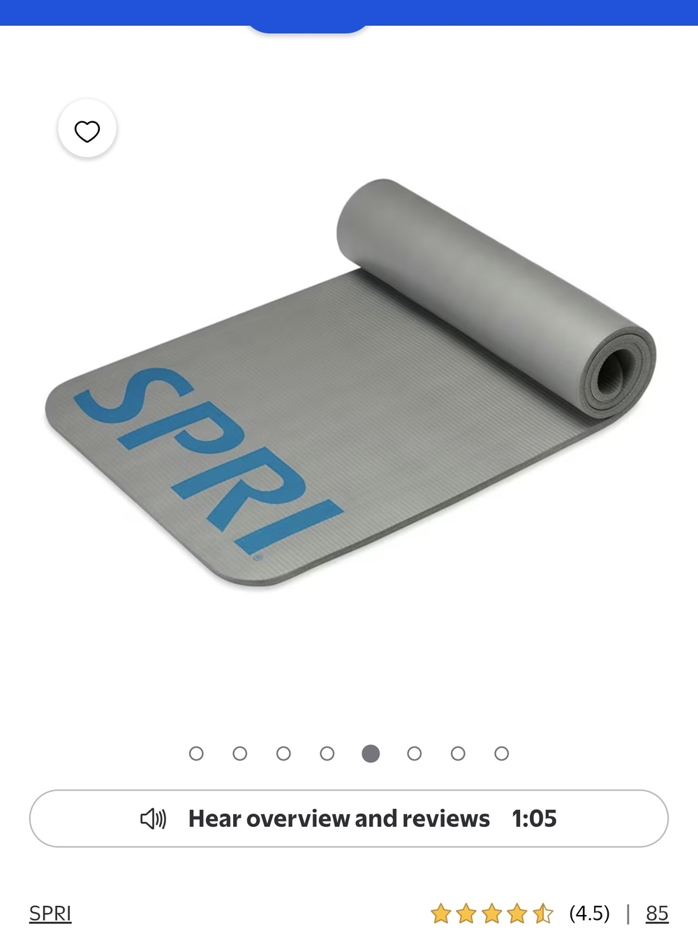 SPRI Grey Exercise Mat with Blue Logo